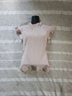 Chelsea28 Soft Blush Ruffle Sleeve Mock Neck Top